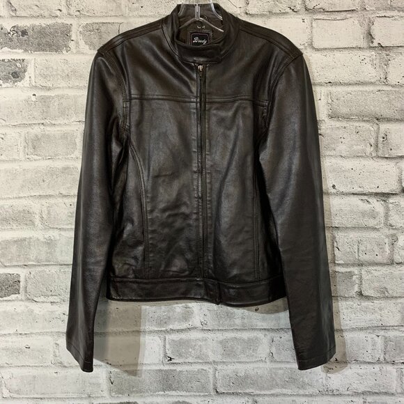 Brody Y2K Leather Moto Bomber Biker Jacket Women's Small Black Motorcycle Retro - Picture 1 of 14